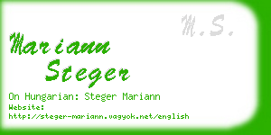 mariann steger business card